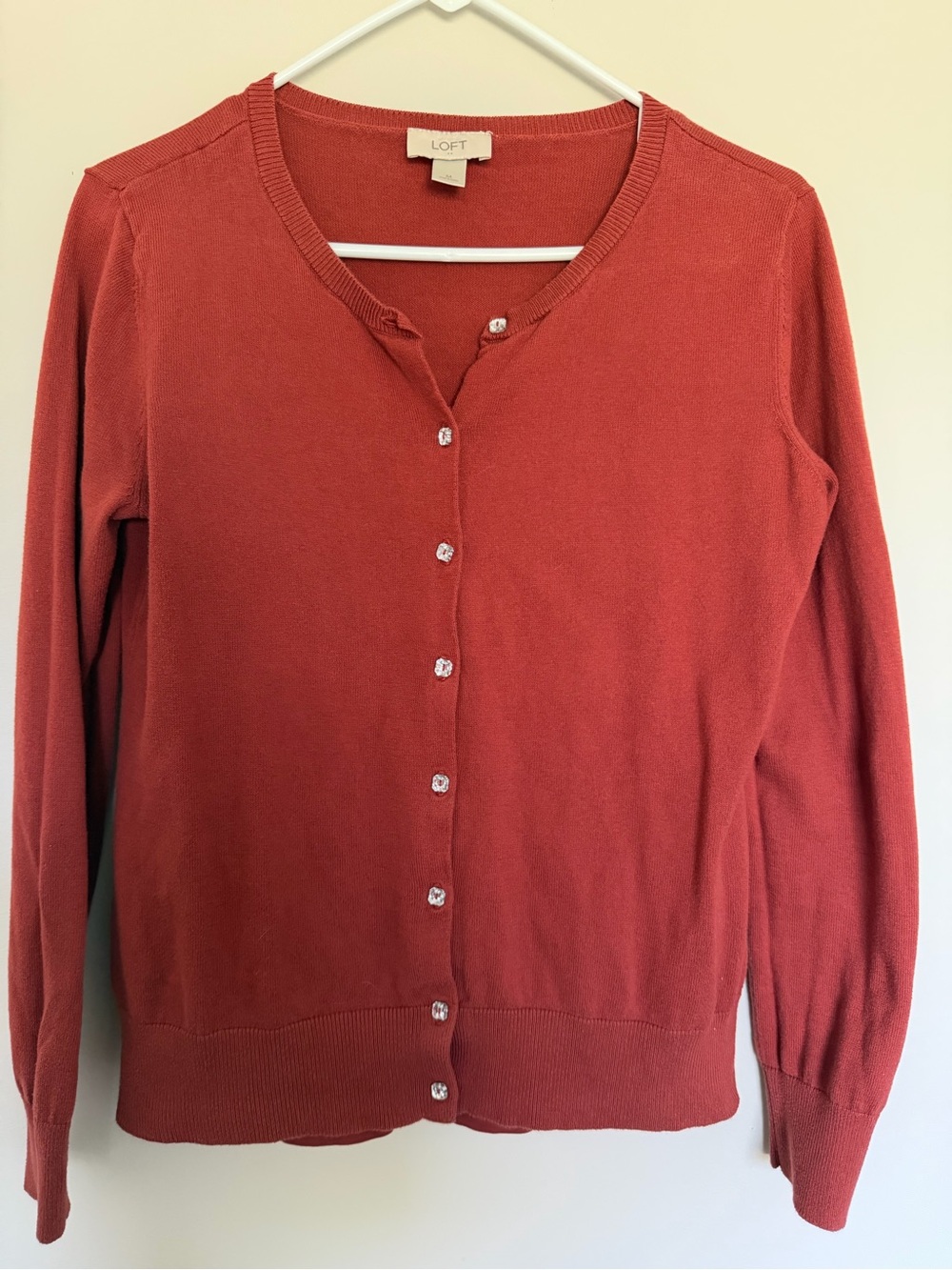 Ann Taylor LOFT Women's Rust Button-Front Cardigan Sweater & Color Matching Cami